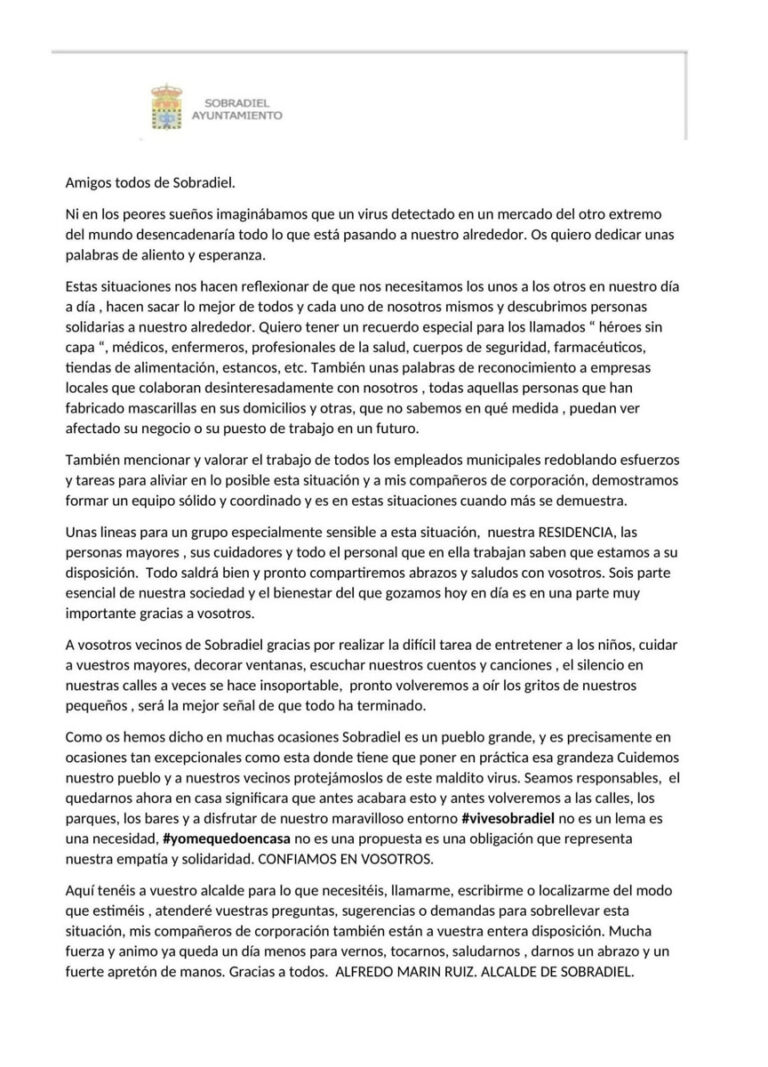 Carta del alcalde