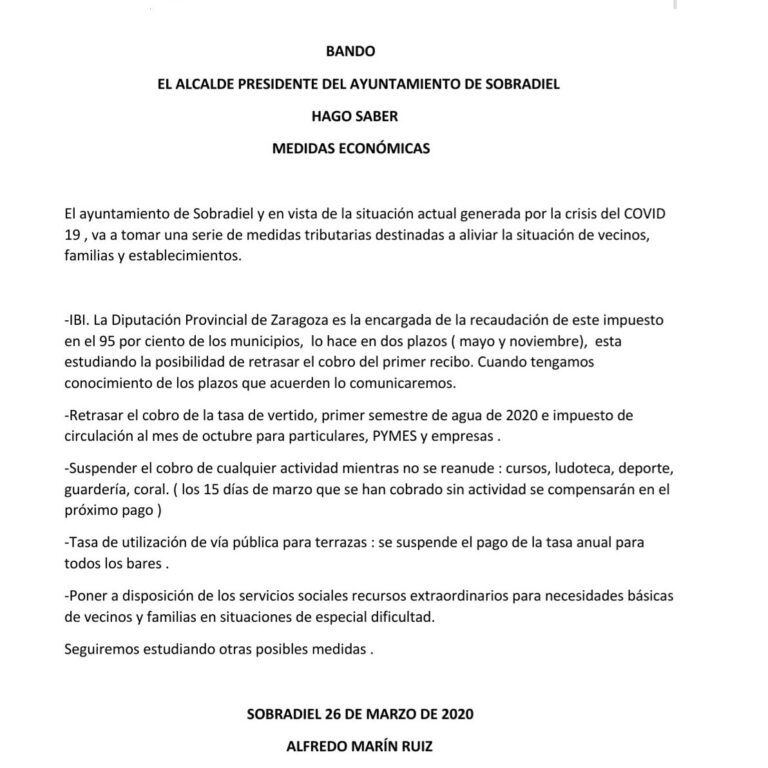 Bando medidas económicas