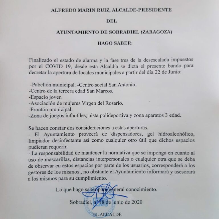 Apertura de lugares públicos