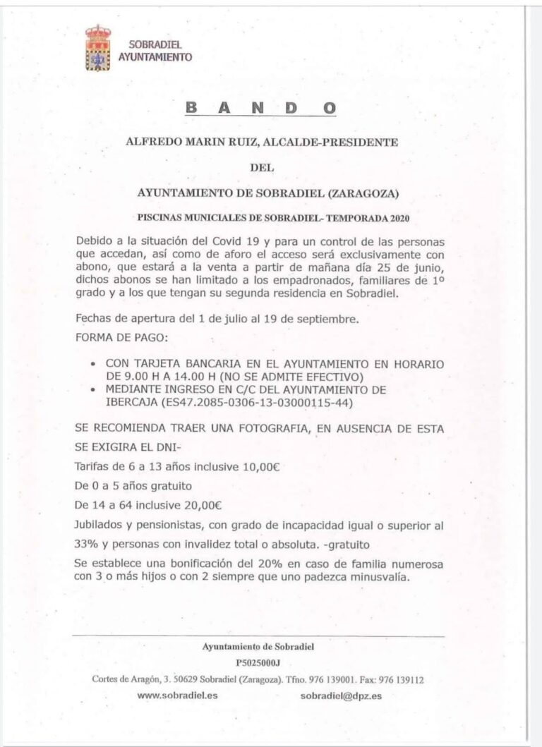 Precios de abonos para la piscina