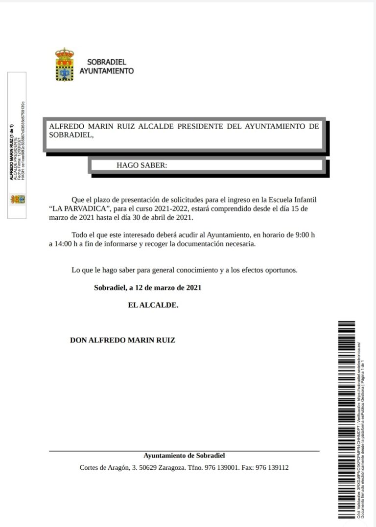 ABIERTO PLAZO DE MATRICULACIÓN ESCUELA INFANTIL “LA PARVADICA”