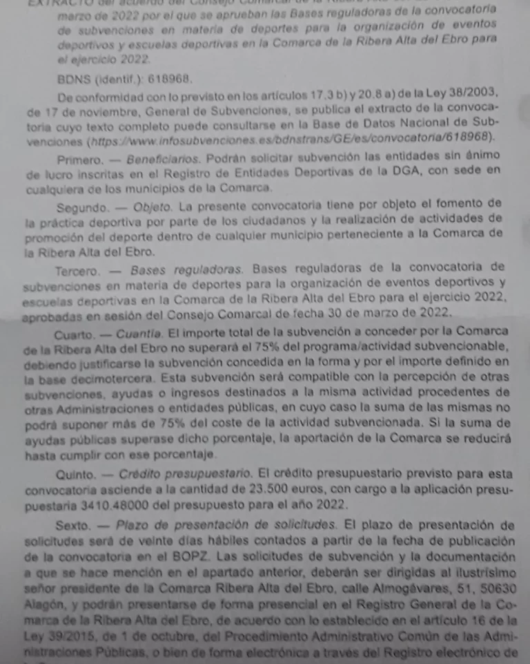 SUBVENCIONES COMARCA RIBERA ALTA DEL EBRO