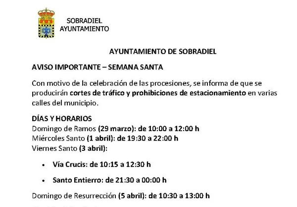 Aviso importante - Semana Santa